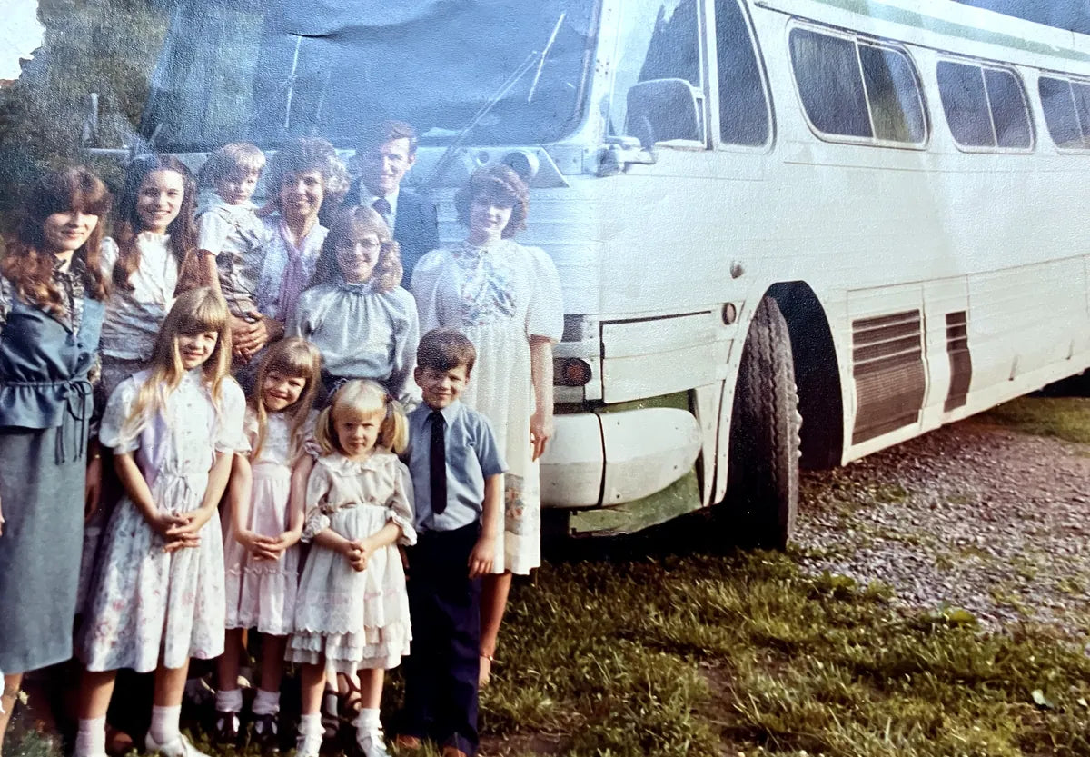 The John Marshall Family in front of their tour bus in Kentucky